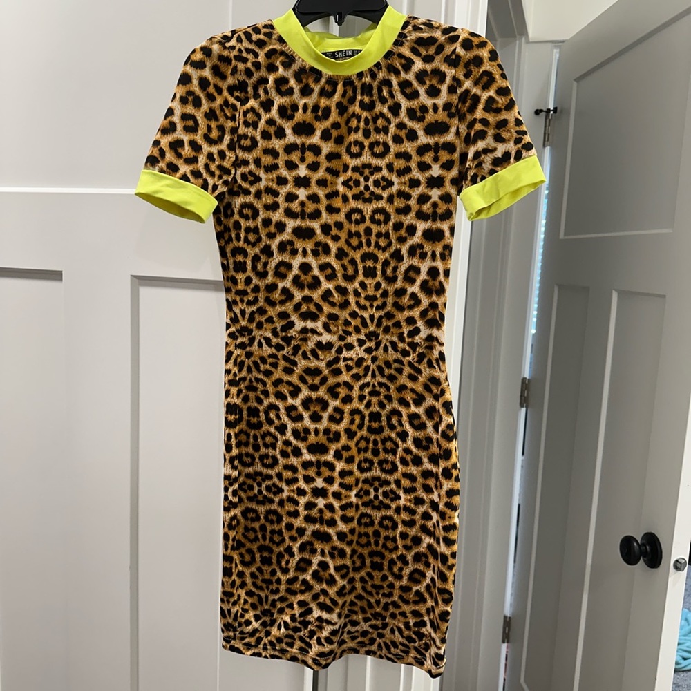 Leopard Fitted Dress with Yellow Accents